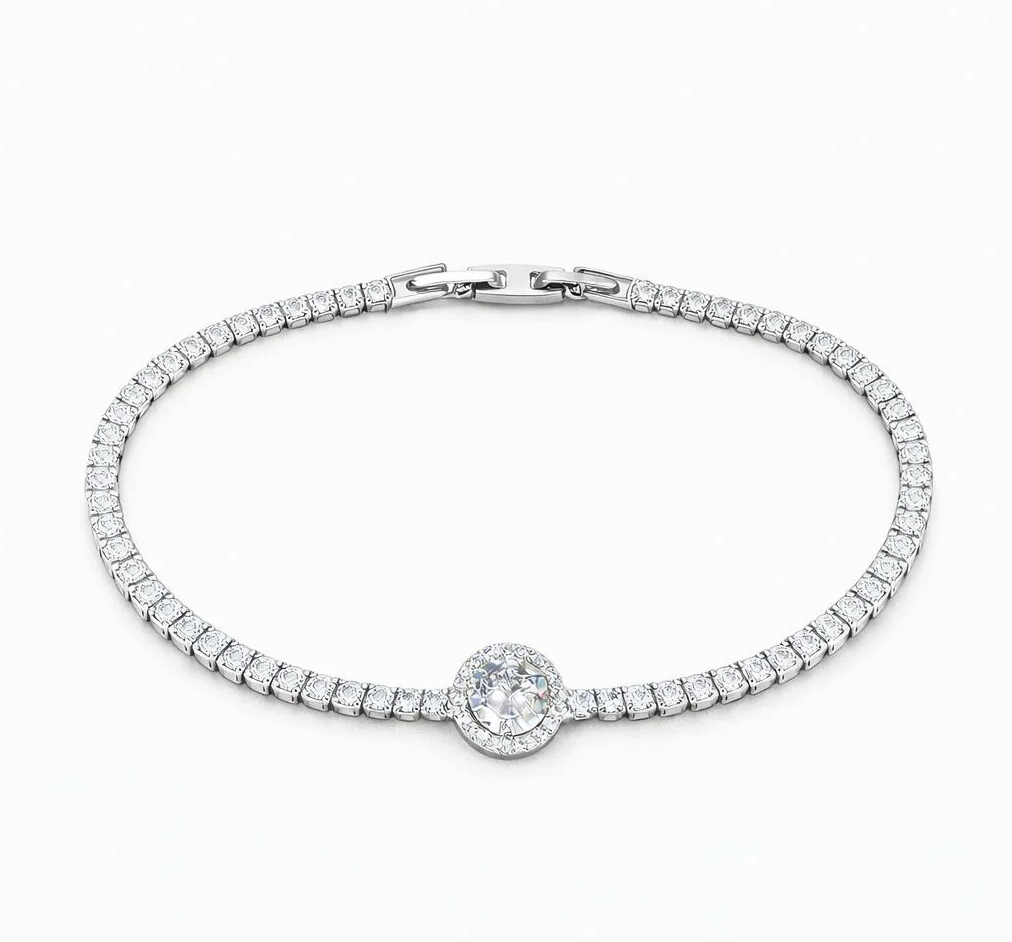 Fehérarannyal bevont karkötő Swarovski kristályokkal